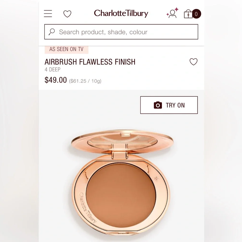 Charlotte Tilbury Gold Compact with Airbrush Flawless Finish